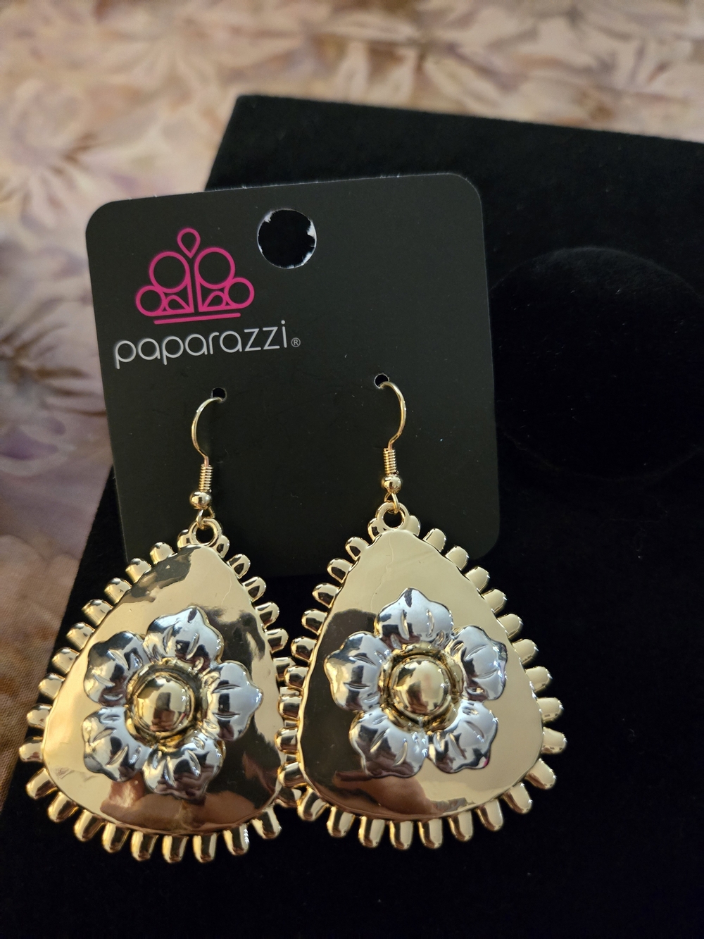 Paparazzi Gold and Silver Floral Teardrop Earrings